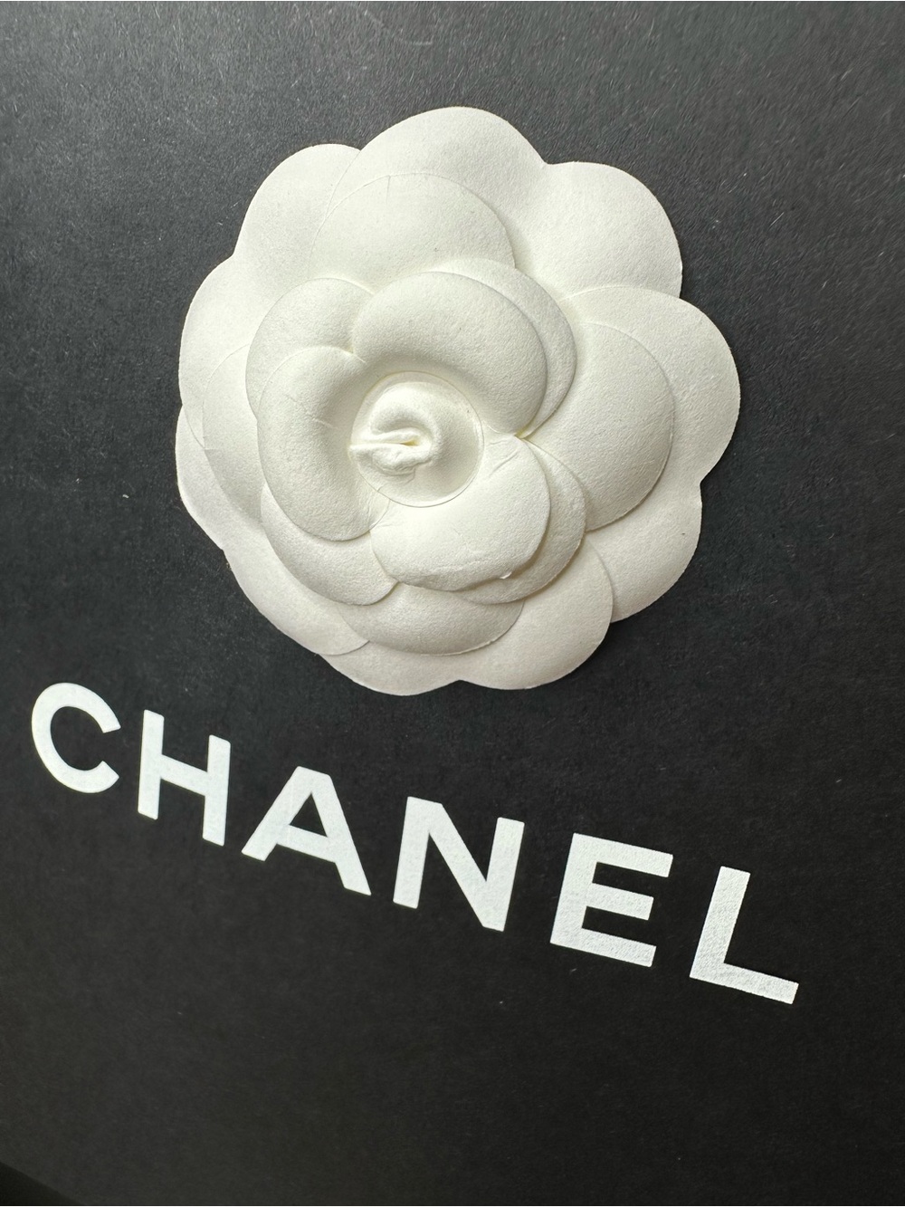 CHANEL Black Shopping Bag with 3D Camellia Flower & Ribbon - Picture 2 of 5
